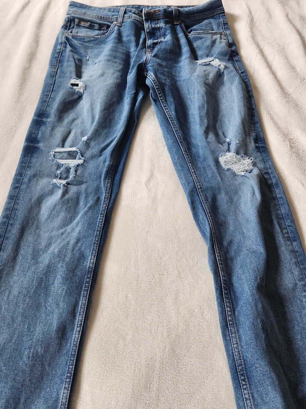 SPYKAR Men's Skinny Ripped Blue Jeans Size 32x34